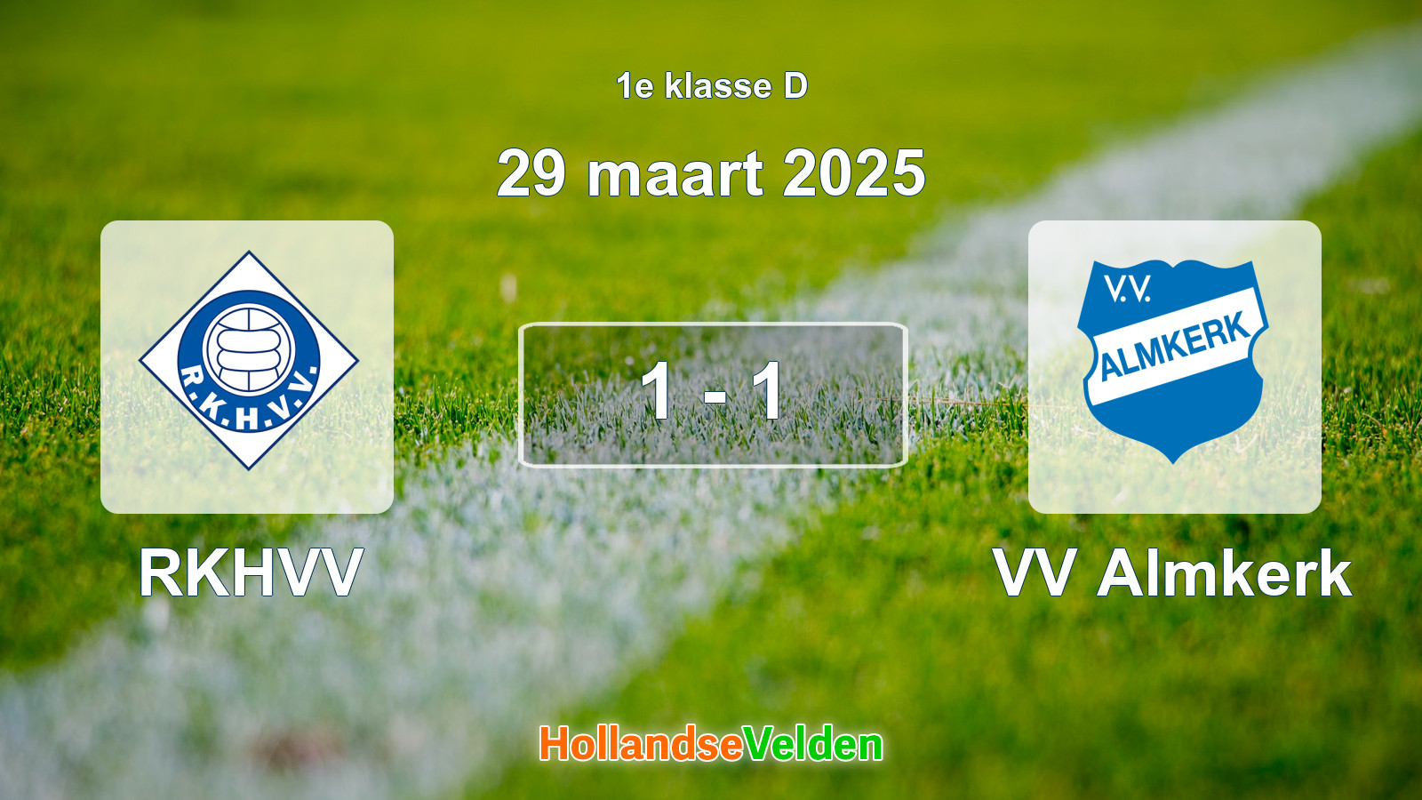 Gespeelde wedstrijd: RKHVV - VV Almkerk 1 - 1 (29 maart 2025)