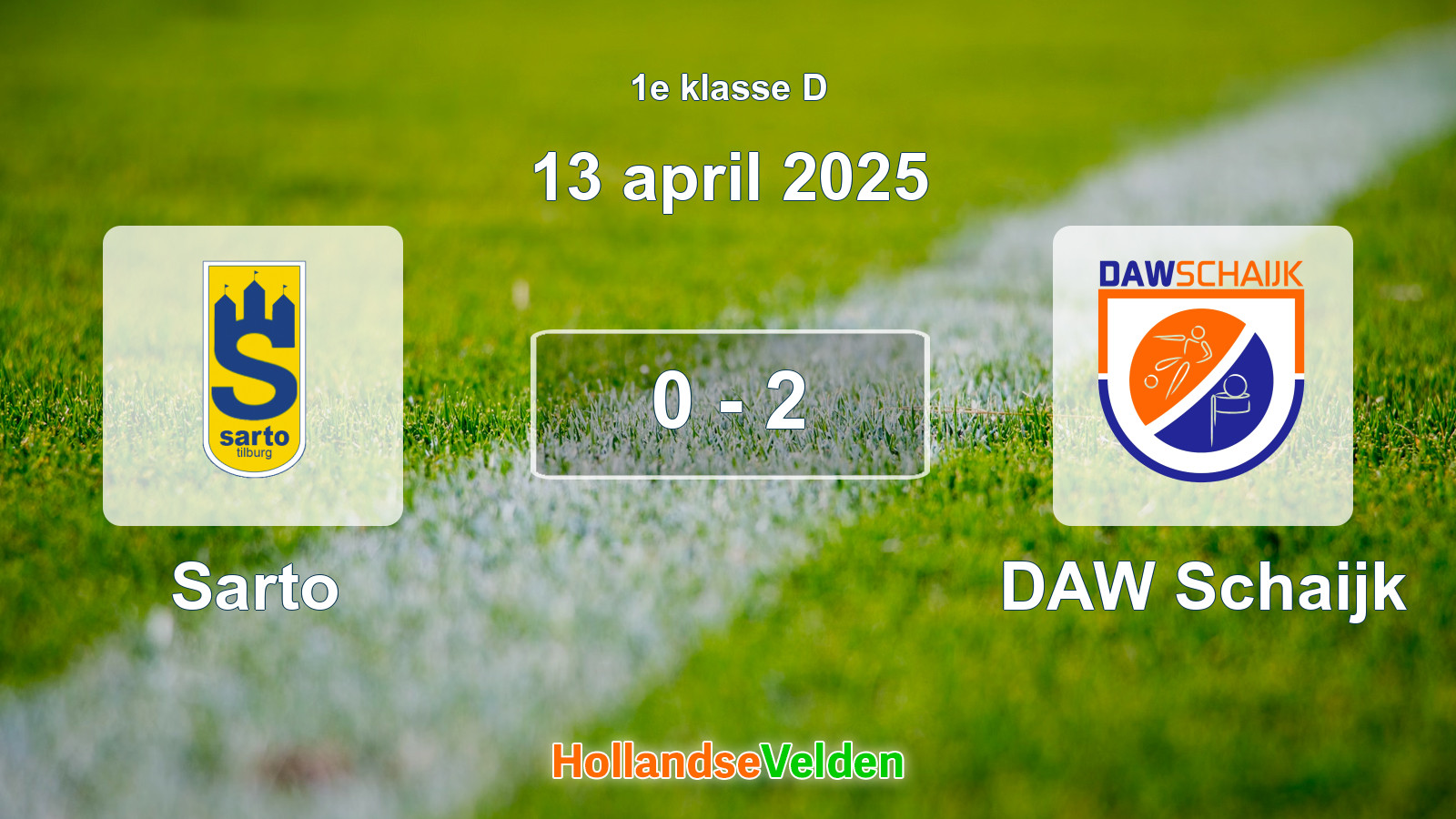 Gespeelde wedstrijd: Sarto - DAW Schaijk 0 - 2 (13 april 2025)