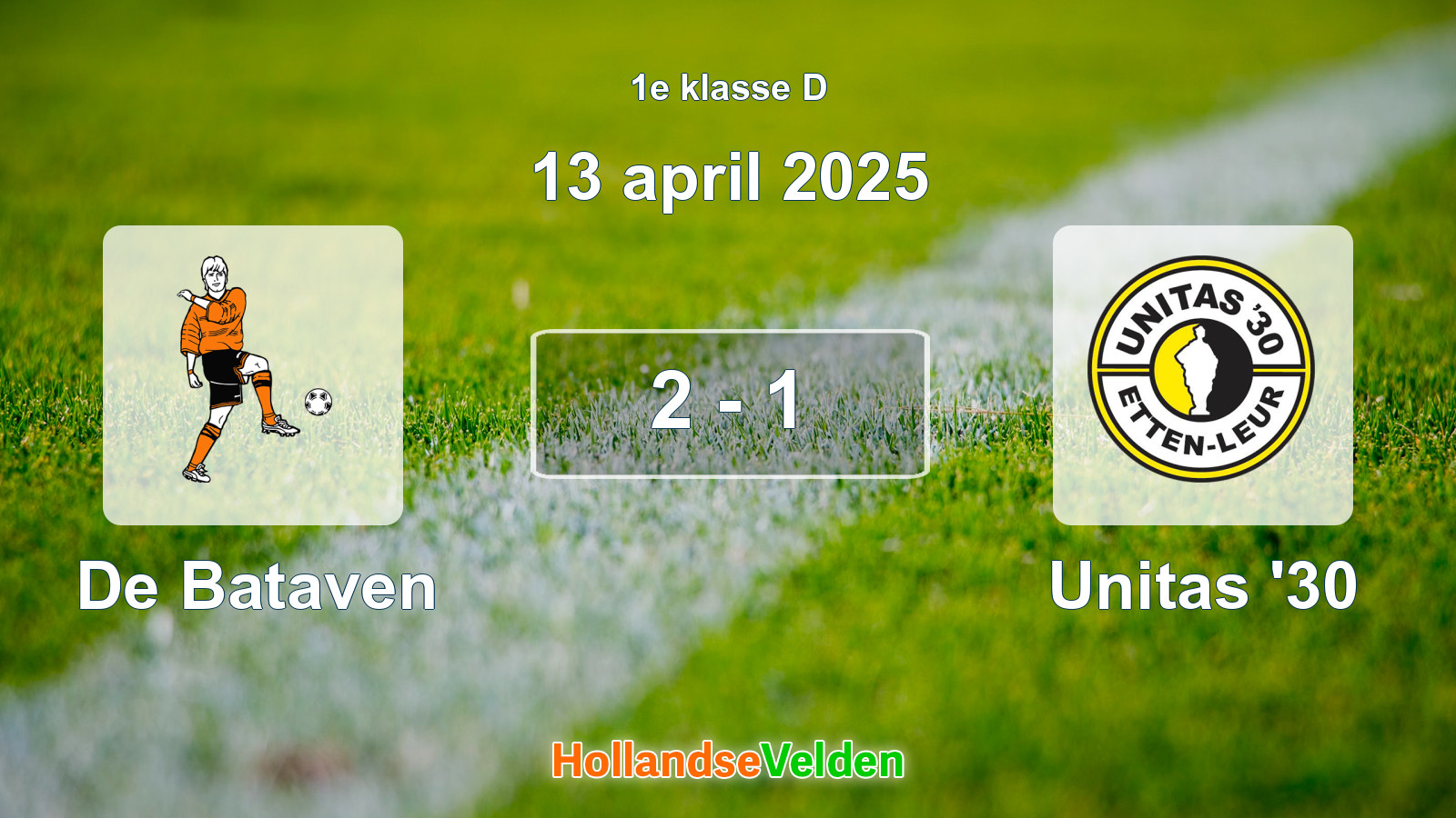 Gespeelde wedstrijd: De Bataven - Unitas '30 2 - 1 (13 april 2025)
