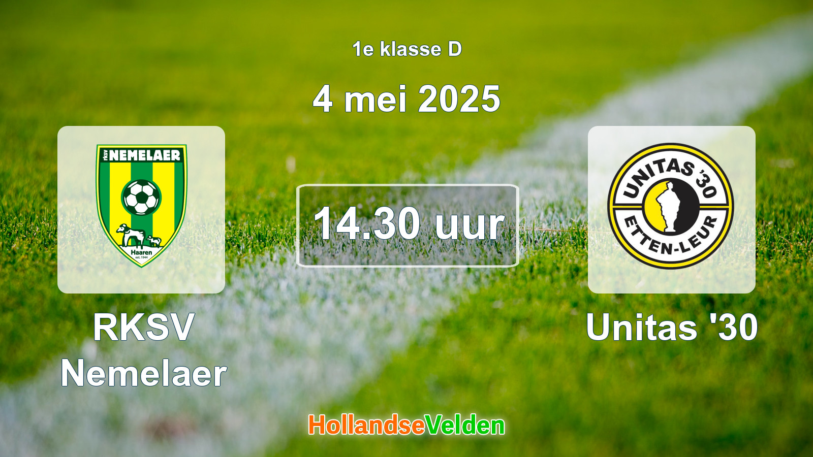 Geplande wedstrijd: RKSV Nemelaer - Unitas '30 (4 mei 2025)