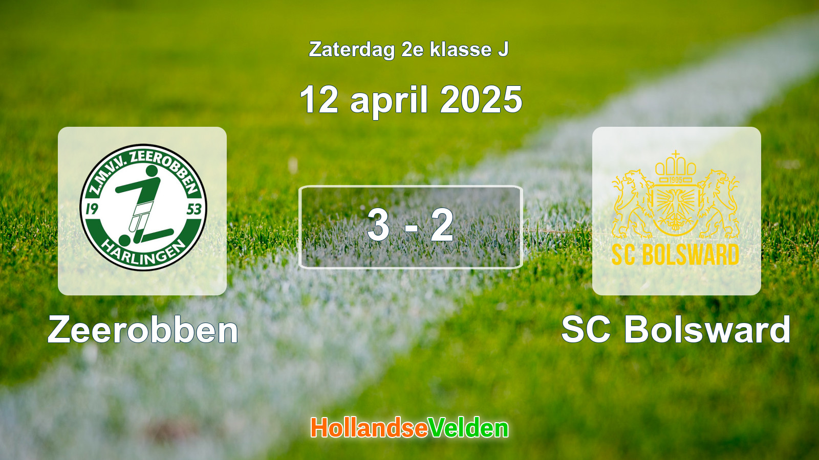 Gespeelde wedstrijd: Zeerobben - SC Bolsward 3 - 2 (12 april 2025)