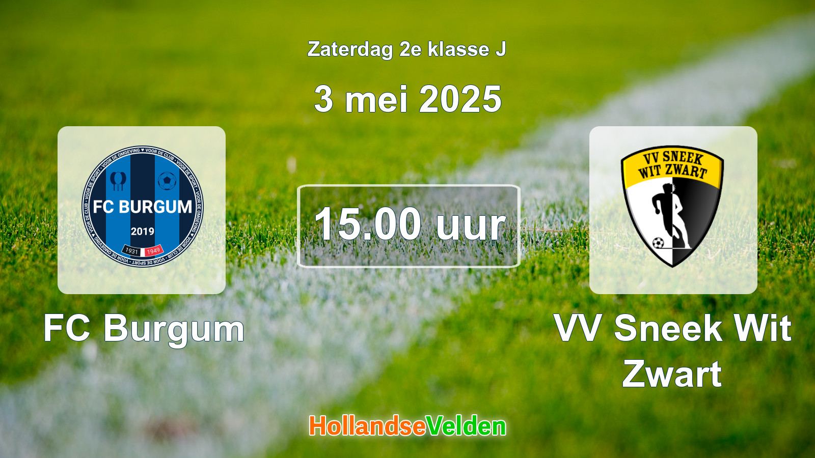 Geplande wedstrijd: FC Burgum - VV Sneek Wit Zwart (3 mei 2025)