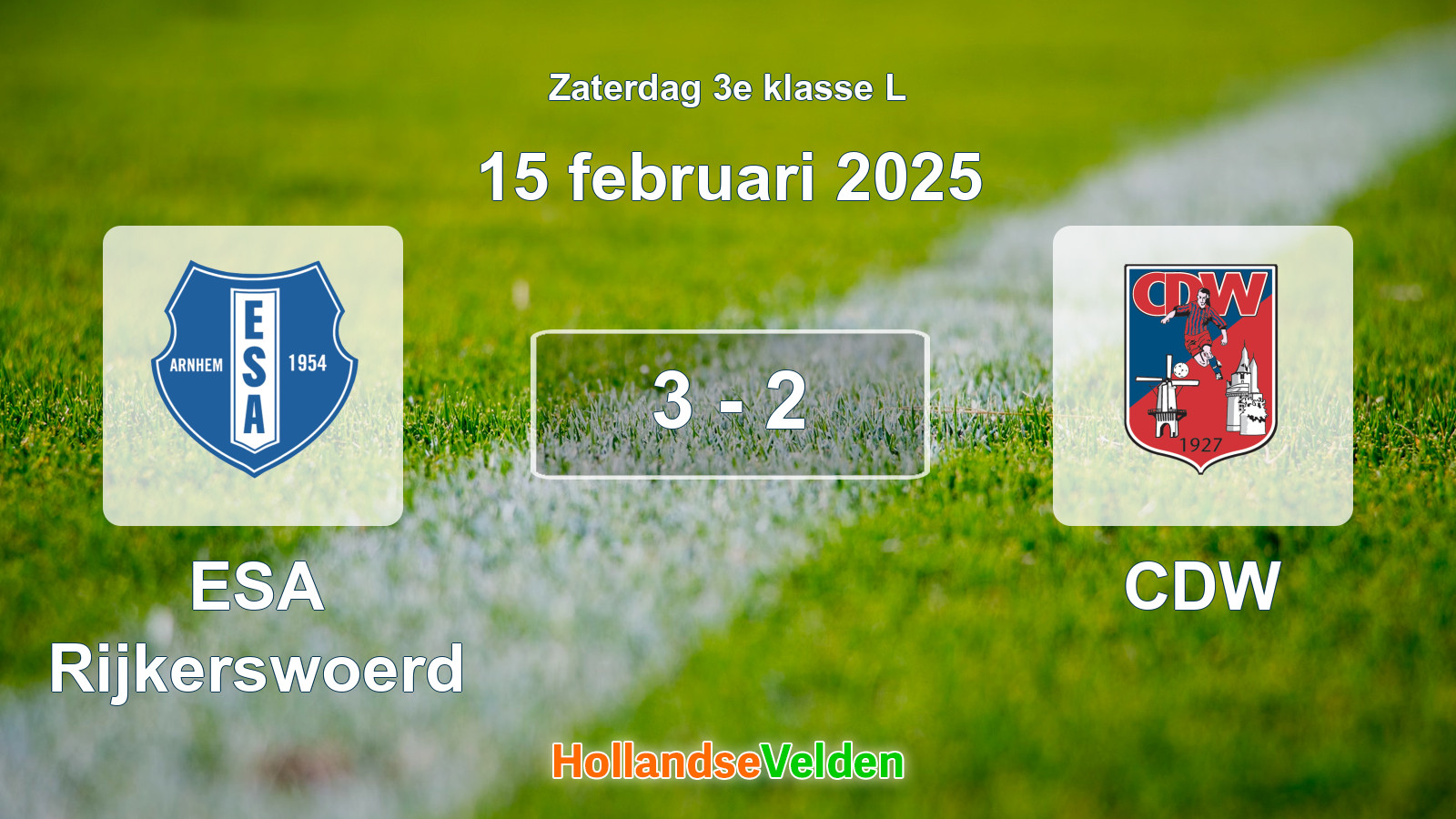 Gespeelde wedstrijd: ESA Rijkerswoerd - CDW 3 - 2 (15 februari 2025)