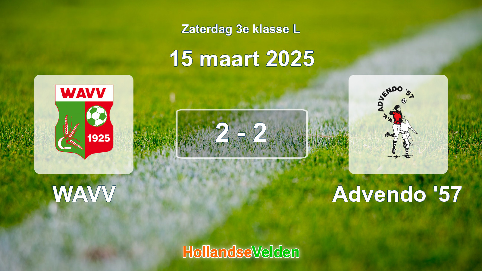 Gespeelde wedstrijd: WAVV - Advendo '57 2 - 2 (15 maart 2025)