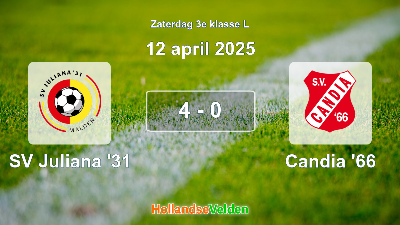 Gespeelde wedstrijd: SV Juliana '31 - Candia '66 4 - 0 (12 april 2025)