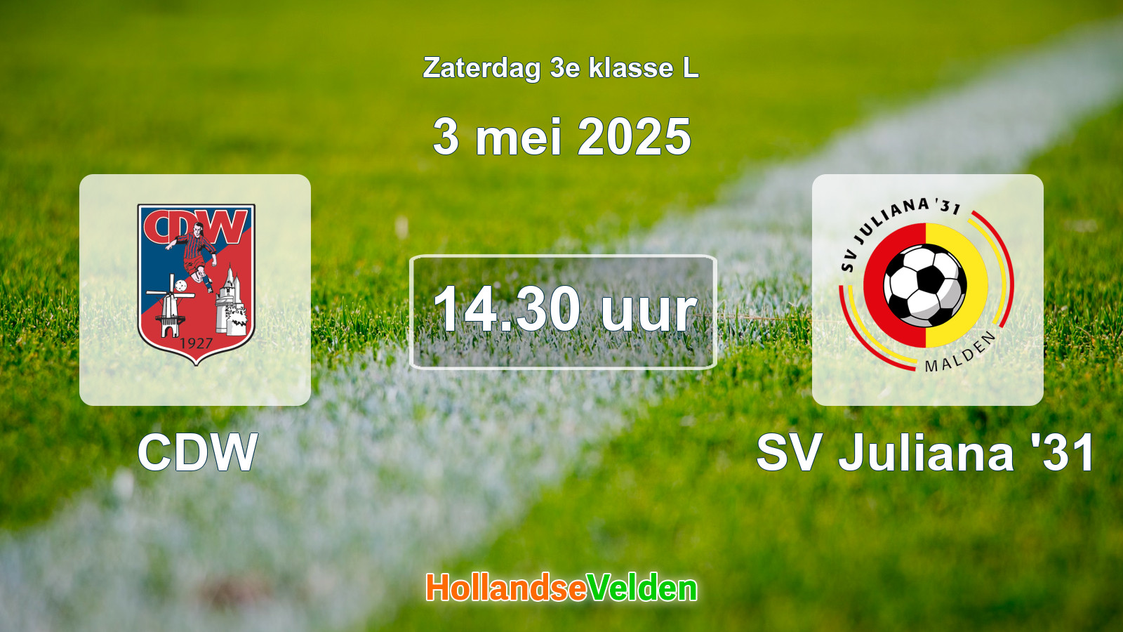Geplande wedstrijd: CDW - SV Juliana '31 (3 mei 2025)