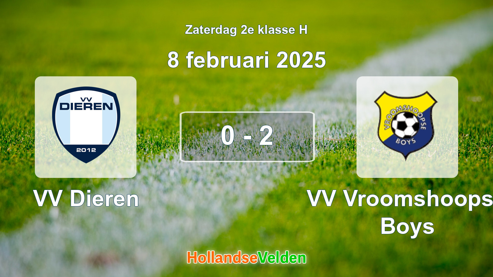Gespeelde wedstrijd: VV Dieren - VV Vroomshoopse Boys 0 - 2 (8 februari 2025)
