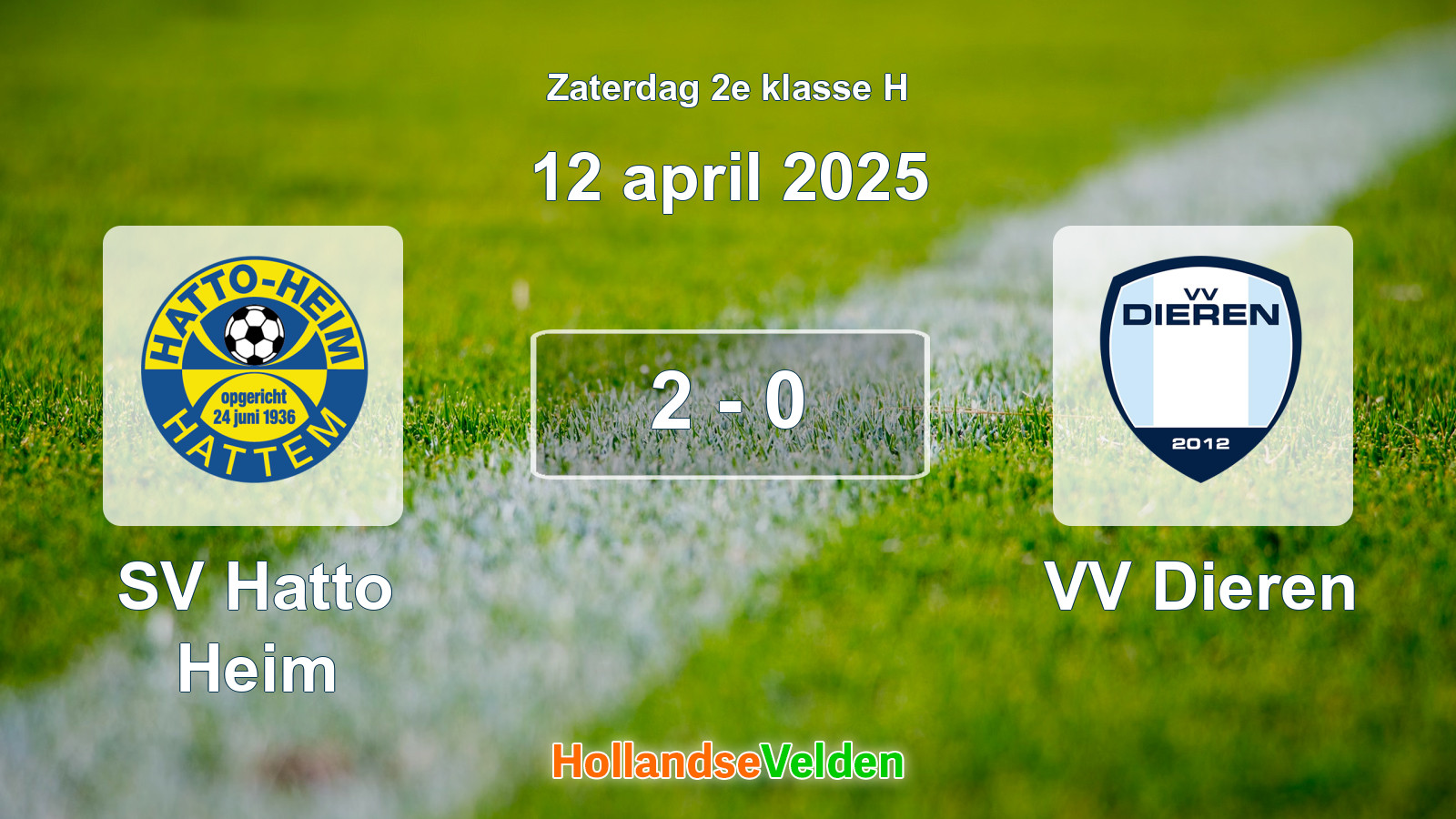Gespeelde wedstrijd: SV Hatto Heim - VV Dieren 2 - 0 (12 april 2025)