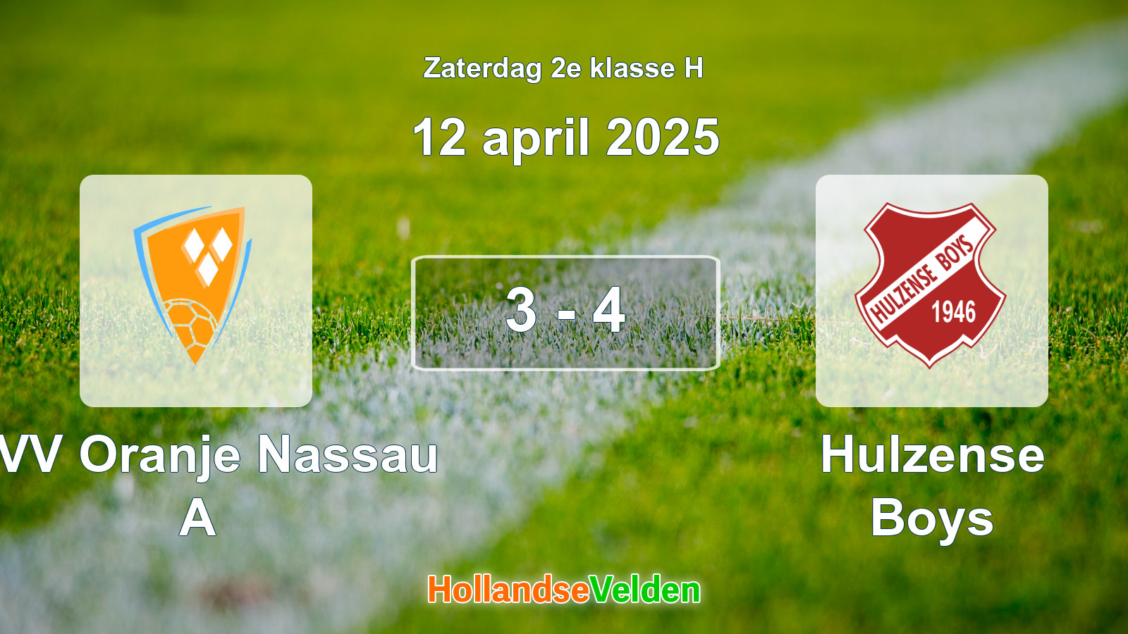 Gespeelde wedstrijd: CVV Oranje Nassau A - Hulzense Boys 3 - 4 (12 april 2025)