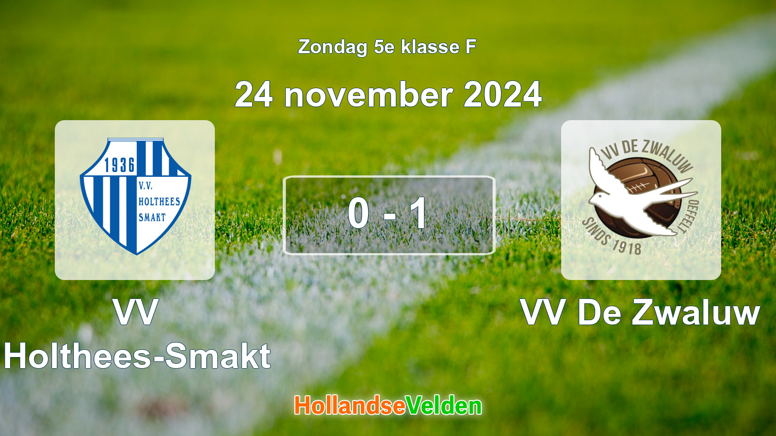 Gespeelde wedstrijd: VV Holthees-Smakt - VV De Zwaluw 0 - 1 (24 november 2024)