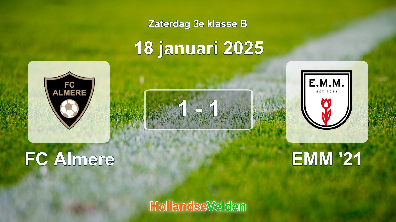 Gespeelde wedstrijd: FC Almere - EMM '21 1 - 1 (18 januari 2025)
