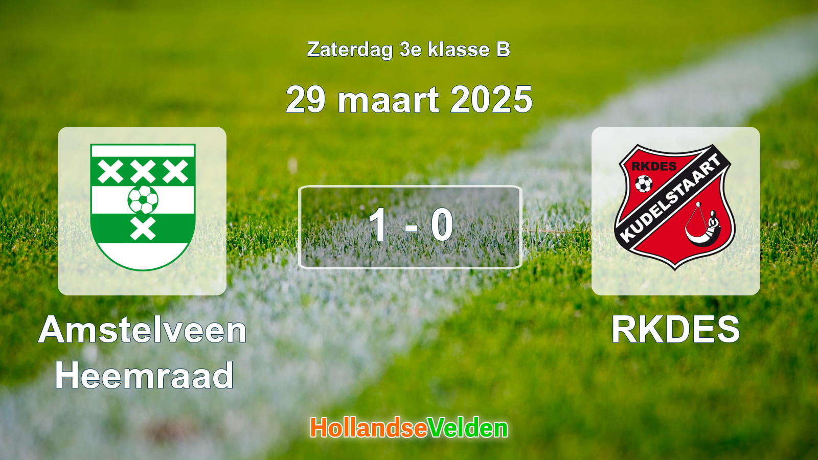 Gespeelde wedstrijd: Amstelveen Heemraad - RKDES 1 - 0 (29 maart 2025)