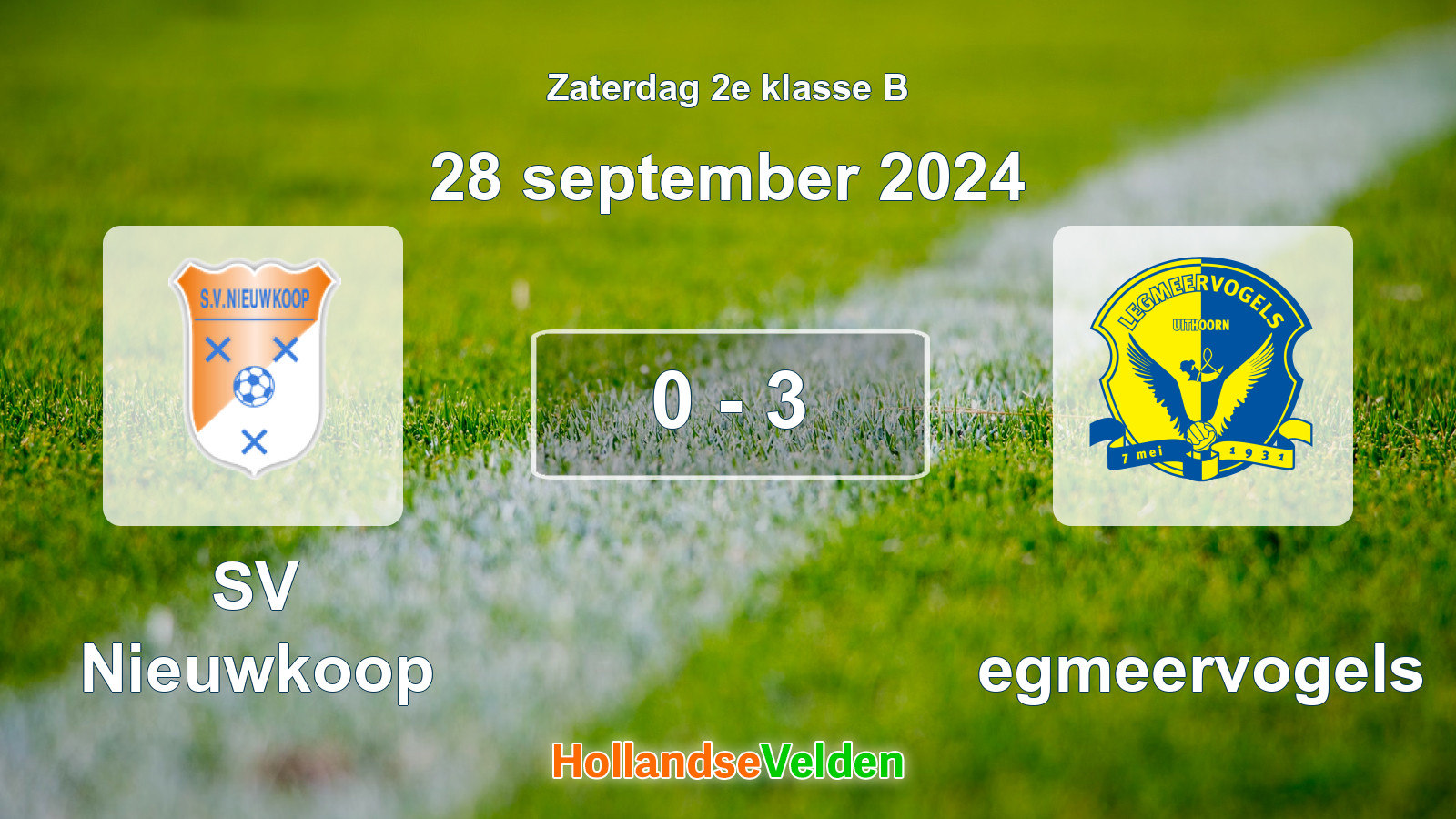 Gespeelde wedstrijd: SV Nieuwkoop - Legmeervogels 0 - 3 (28 september 2024)