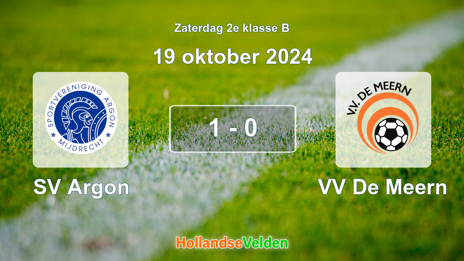 Gespeelde wedstrijd: SV Argon - VV De Meern 1 - 0 (19 oktober 2024)