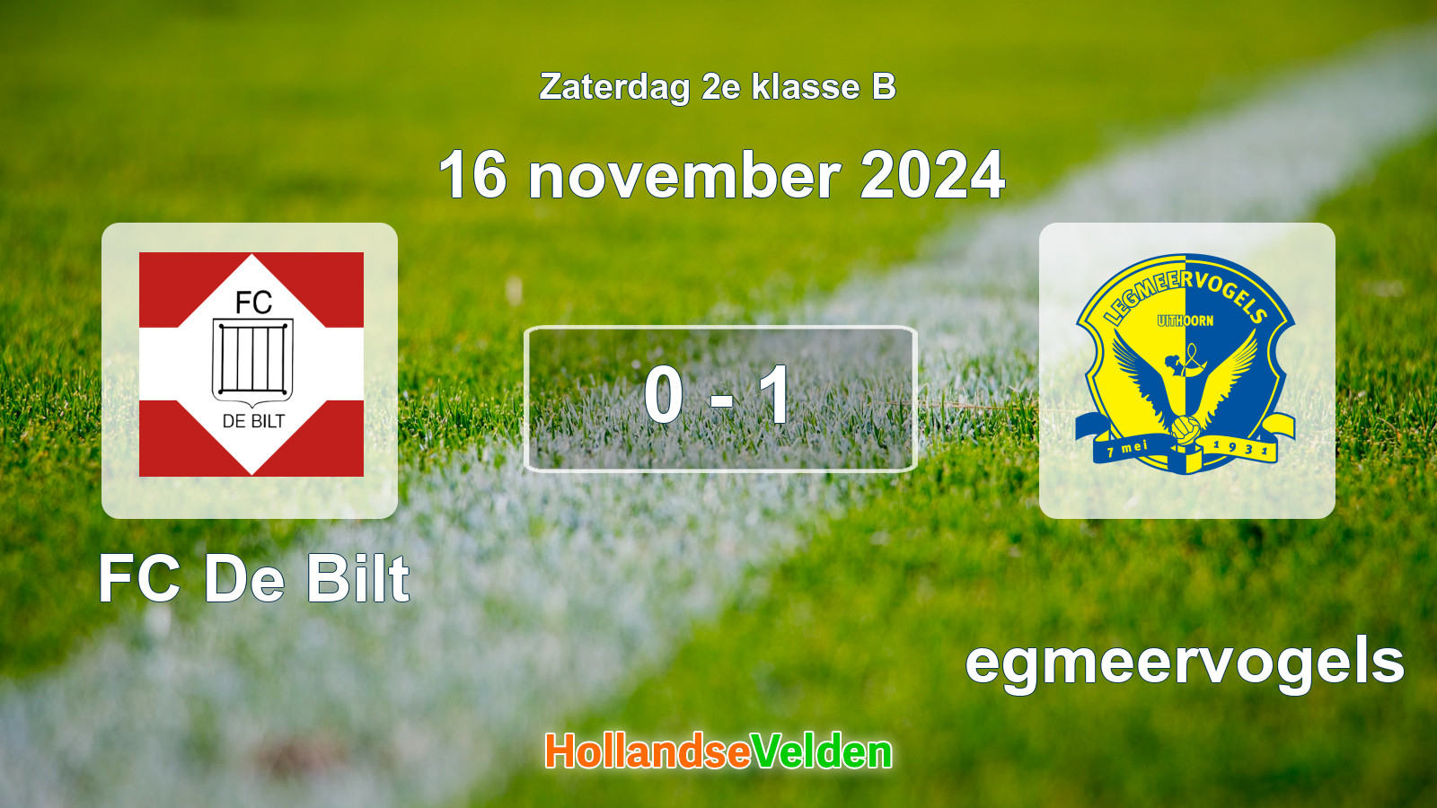 Gespeelde wedstrijd: FC De Bilt - Legmeervogels 0 - 1 (16 november 2024)