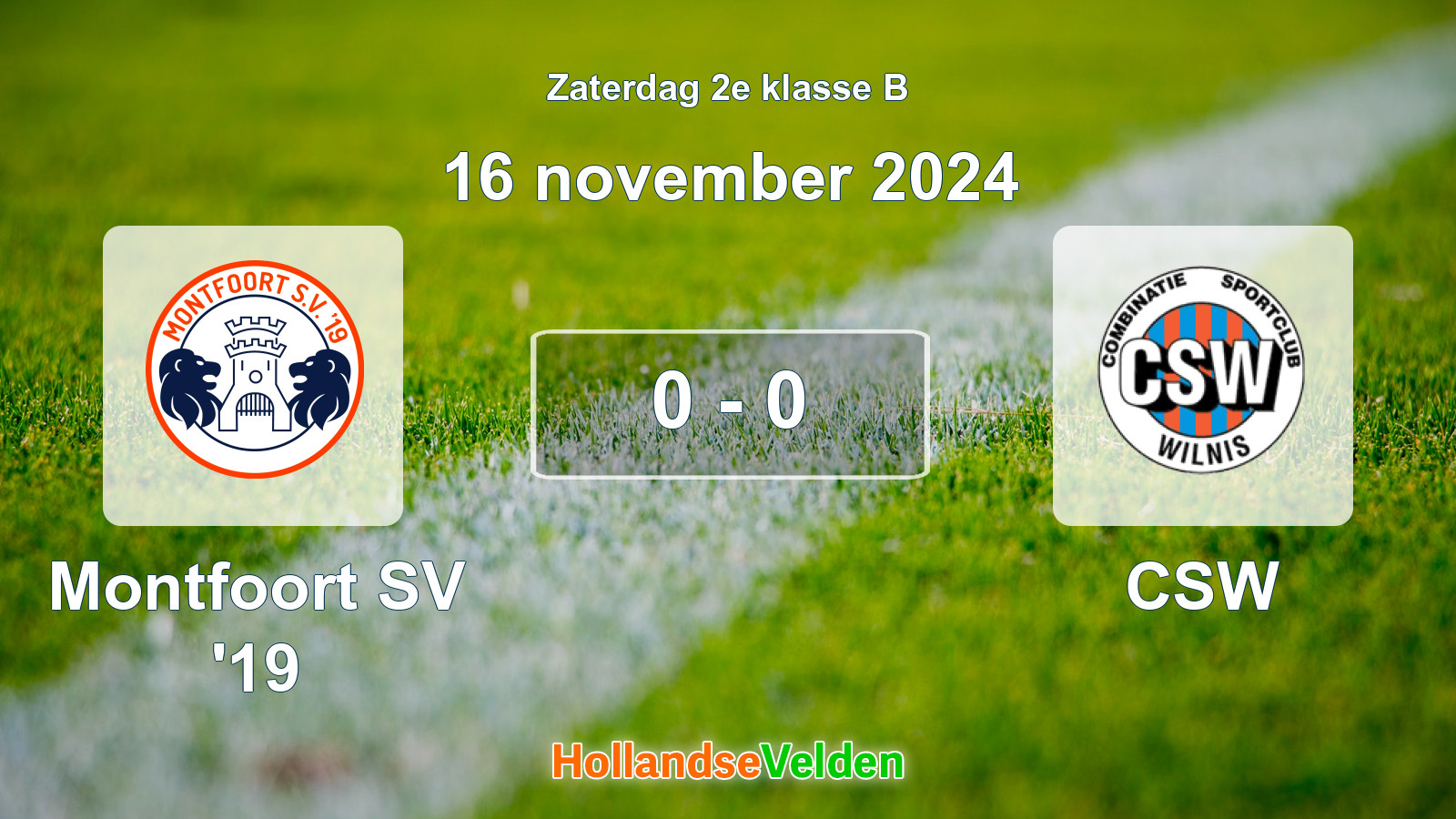 Gespeelde wedstrijd: Montfoort SV '19 - CSW 0 - 0 (16 november 2024)