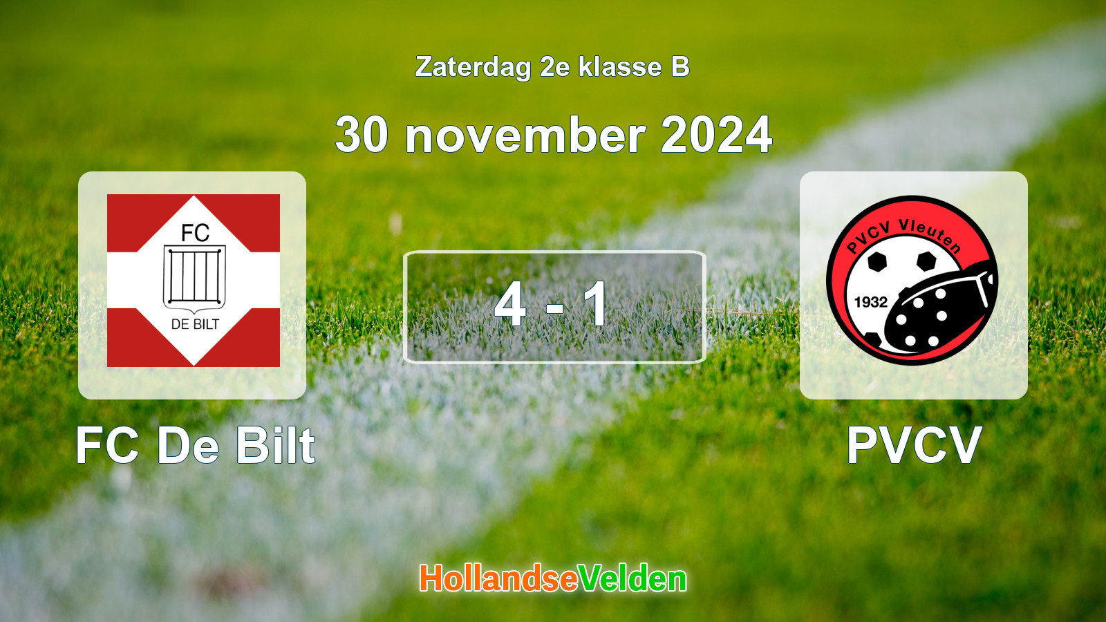 Gespeelde wedstrijd: FC De Bilt - PVCV 4 - 1 (30 november 2024)