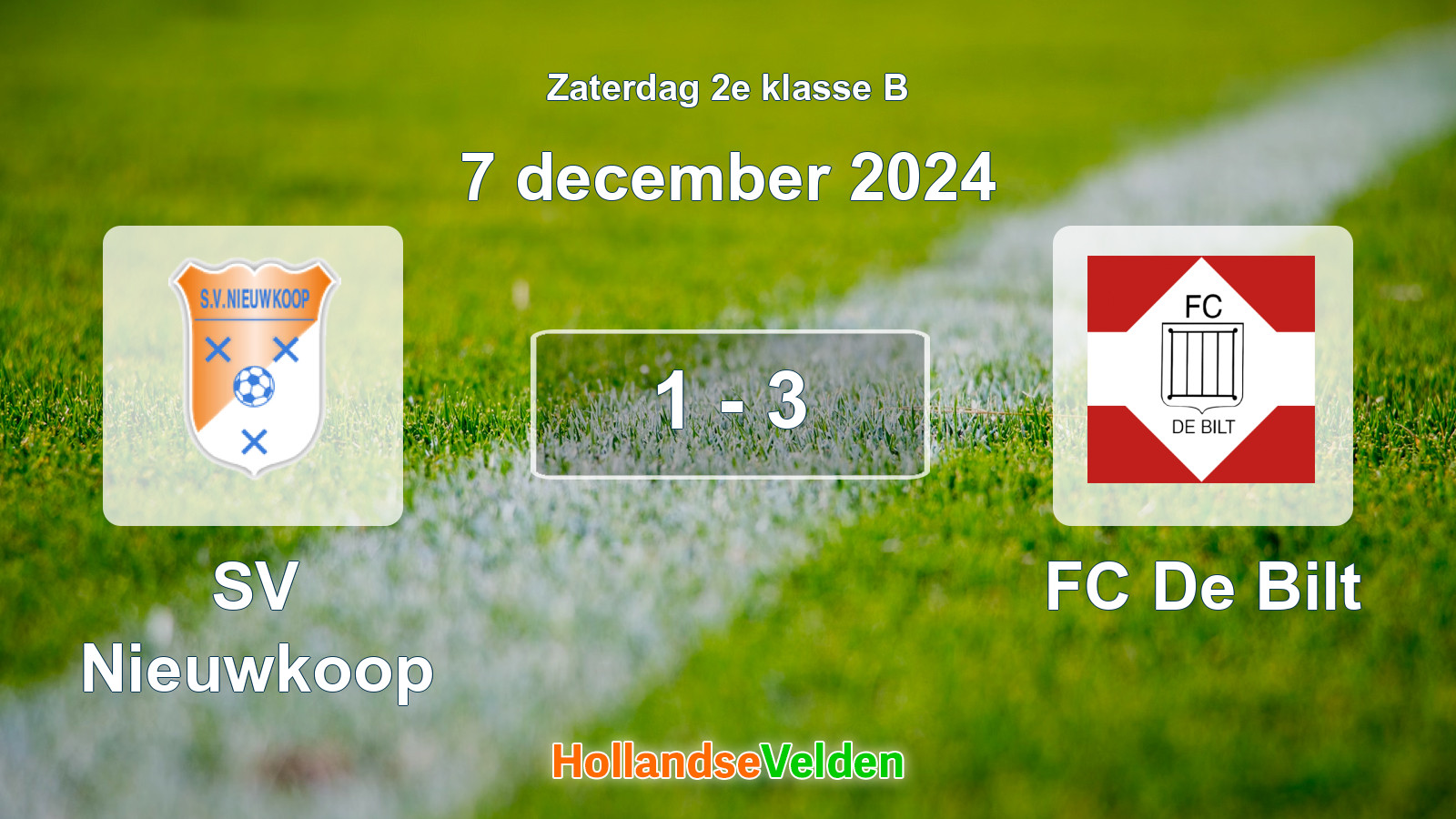 Gespeelde wedstrijd: SV Nieuwkoop - FC De Bilt 1 - 3 (7 december 2024)
