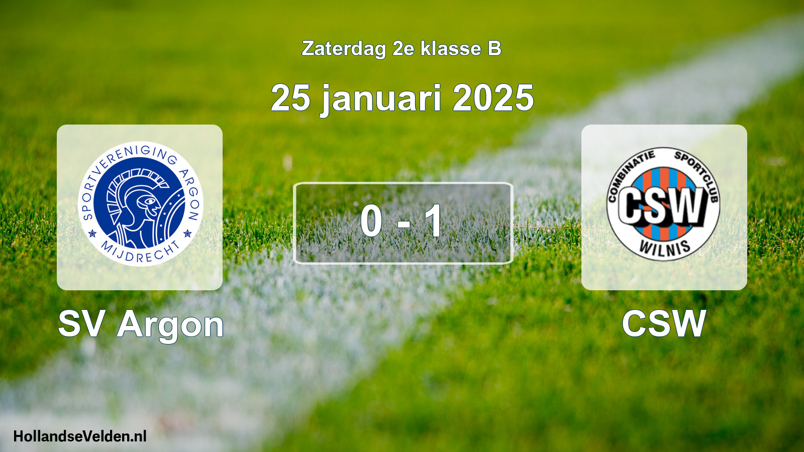 Gespeelde wedstrijd: SV Argon - CSW 0 - 1 (25 januari 2025)