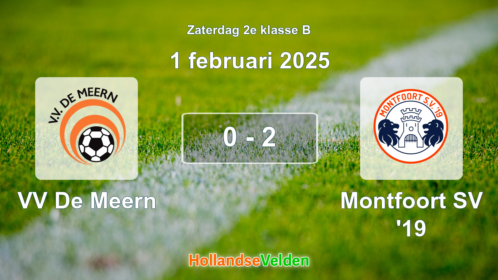 Gespeelde wedstrijd: VV De Meern - Montfoort SV '19 0 - 2 (1 februari 2025)