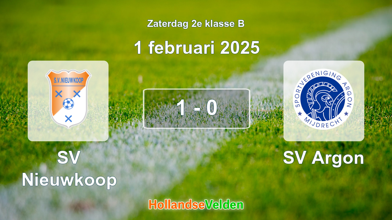 Gespeelde wedstrijd: SV Nieuwkoop - SV Argon 1 - 0 (1 februari 2025)