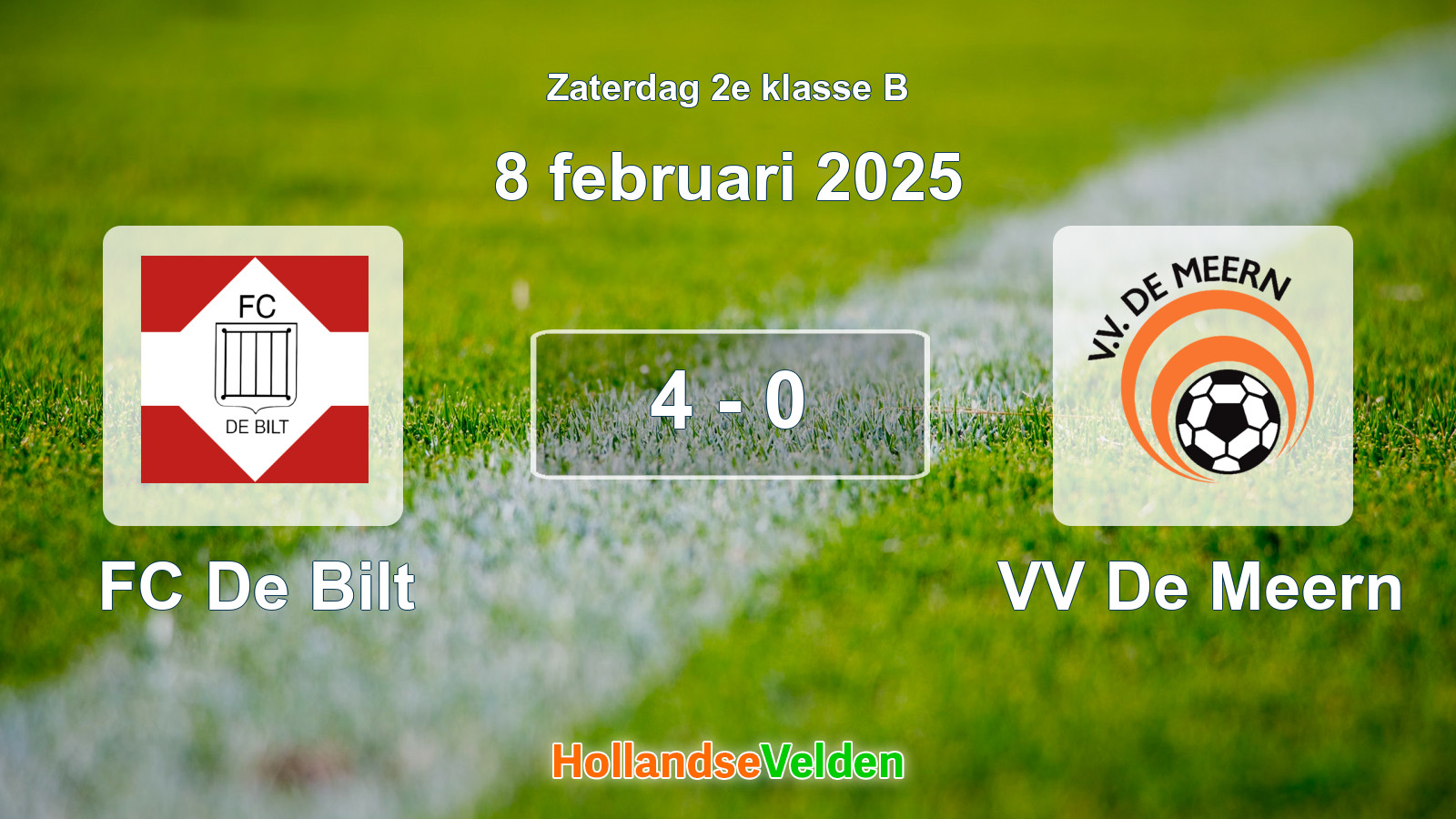Gespeelde wedstrijd: FC De Bilt - VV De Meern 4 - 0 (8 februari 2025)