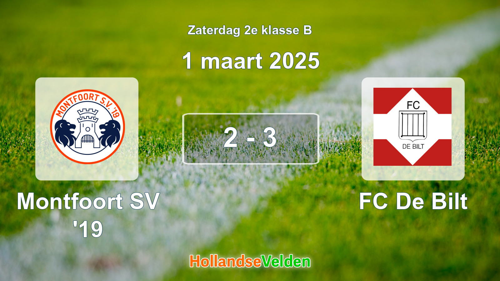 Gespeelde wedstrijd: Montfoort SV '19 - FC De Bilt 2 - 3 (1 maart 2025)