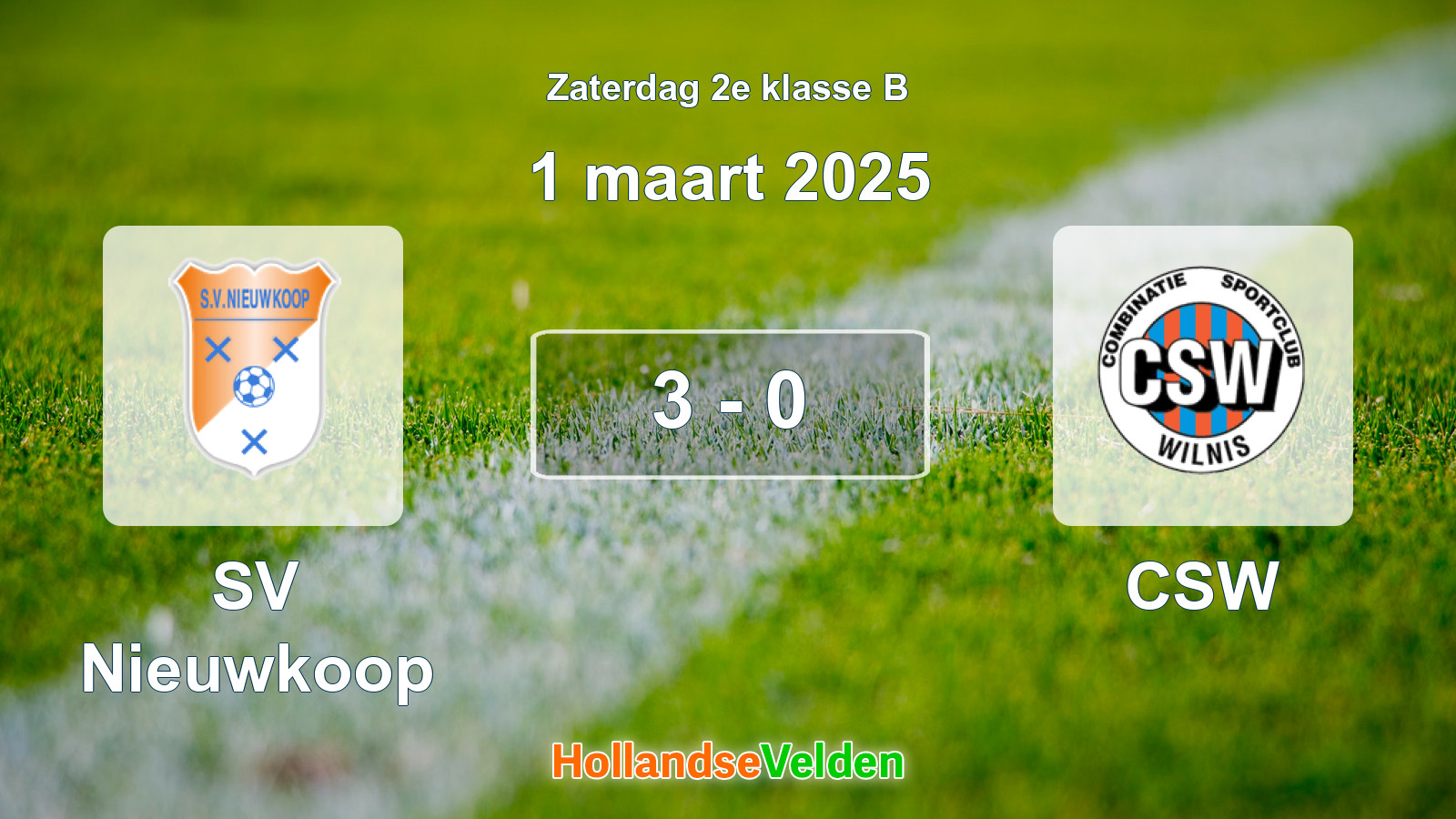 Gespeelde wedstrijd: SV Nieuwkoop - CSW 3 - 0 (1 maart 2025)