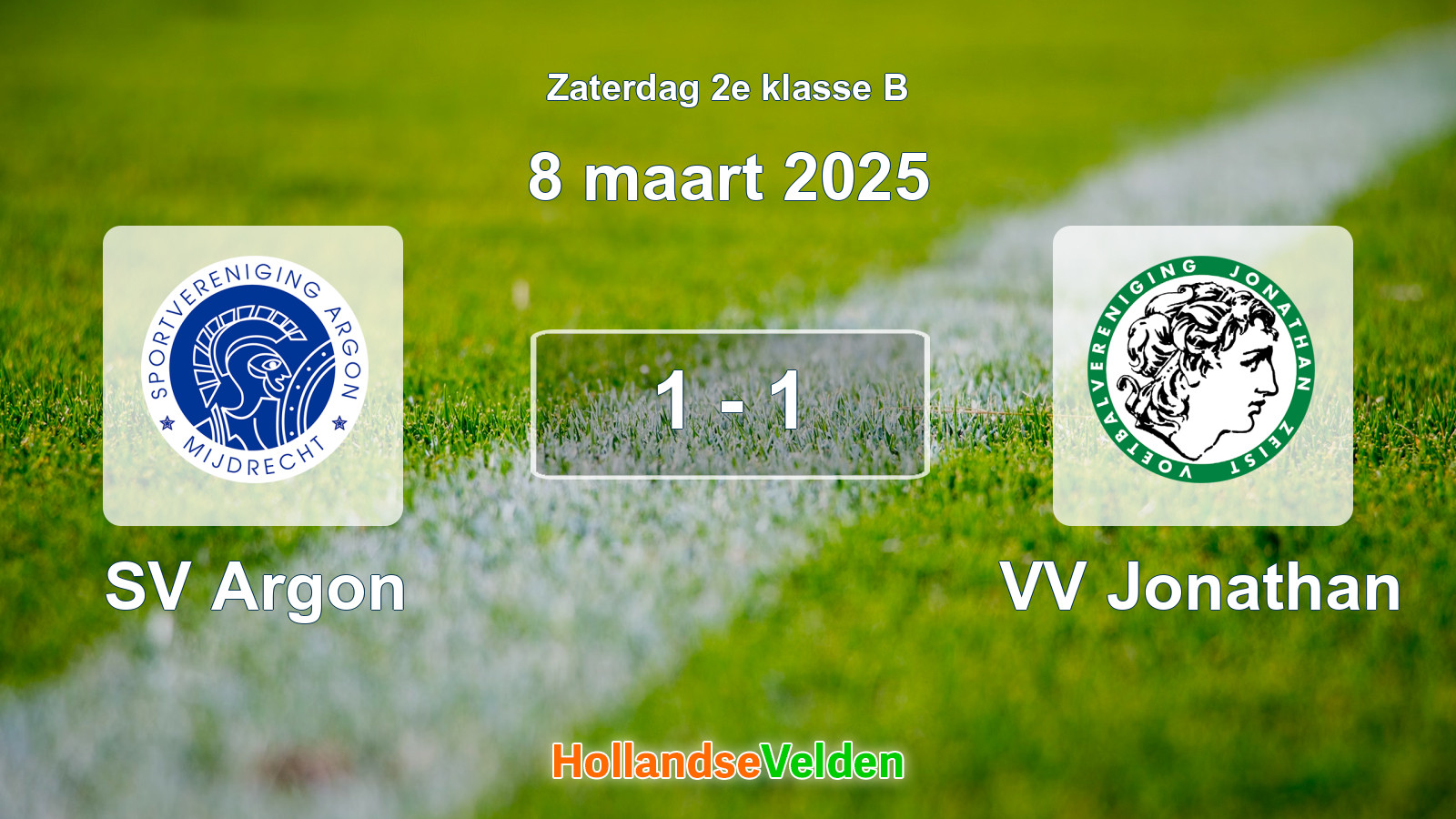 Gespeelde wedstrijd: SV Argon - VV Jonathan 1 - 1 (8 maart 2025)