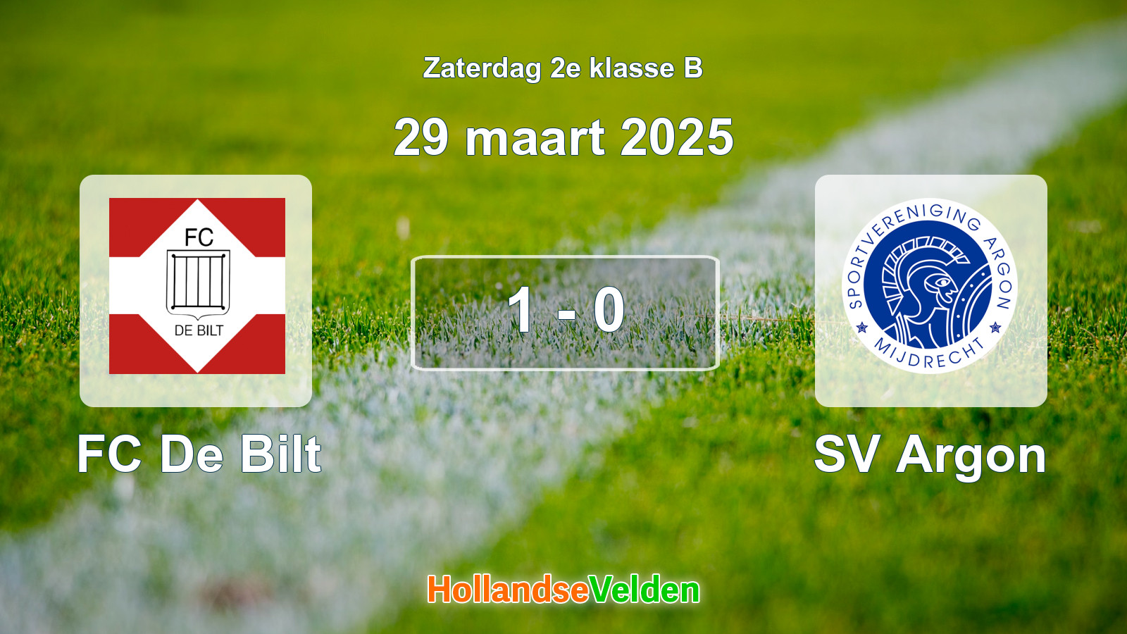Gespeelde wedstrijd: FC De Bilt - SV Argon 1 - 0 (29 maart 2025)