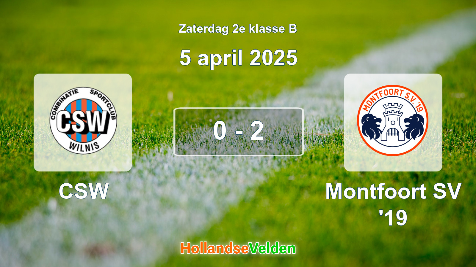 Gespeelde wedstrijd: CSW - Montfoort SV '19 0 - 2 (5 april 2025)