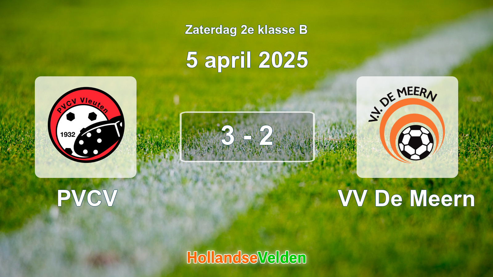Gespeelde wedstrijd: PVCV - VV De Meern 3 - 2 (5 april 2025)
