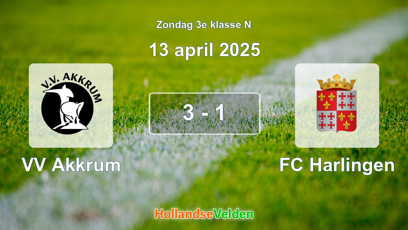 Gespeelde wedstrijd: VV Akkrum - FC Harlingen 3 - 1 (13 april 2025)