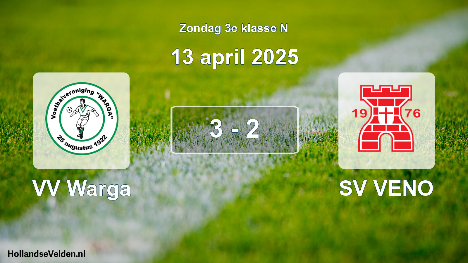 Gespeelde wedstrijd: VV Warga - SV VENO 3 - 2 (13 april 2025)