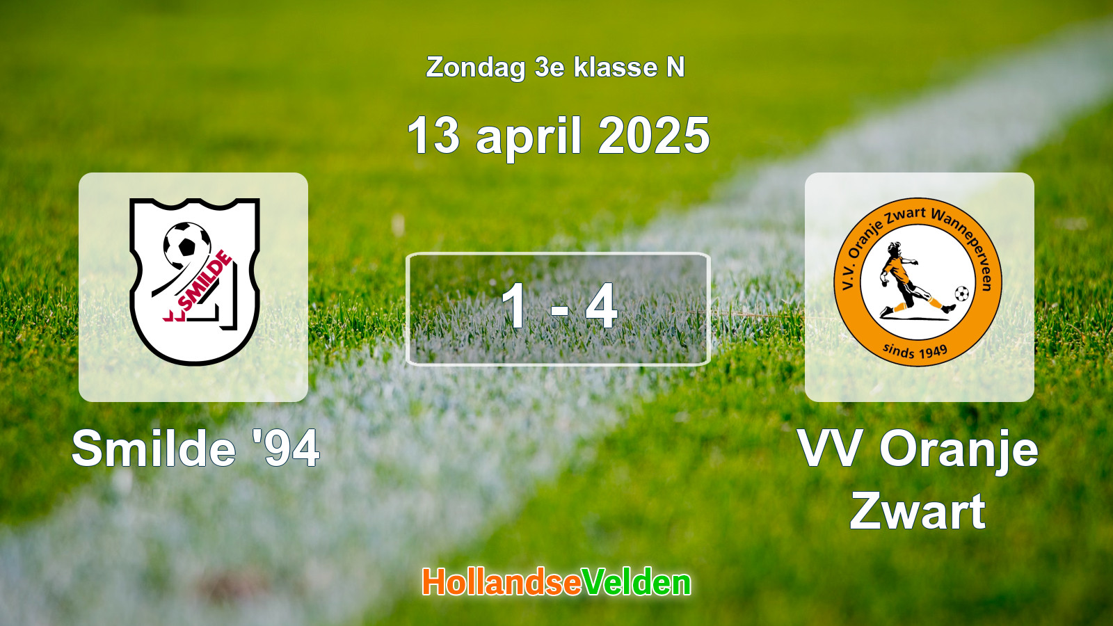 Gespeelde wedstrijd: Smilde '94 - VV Oranje Zwart 1 - 4 (13 april 2025)