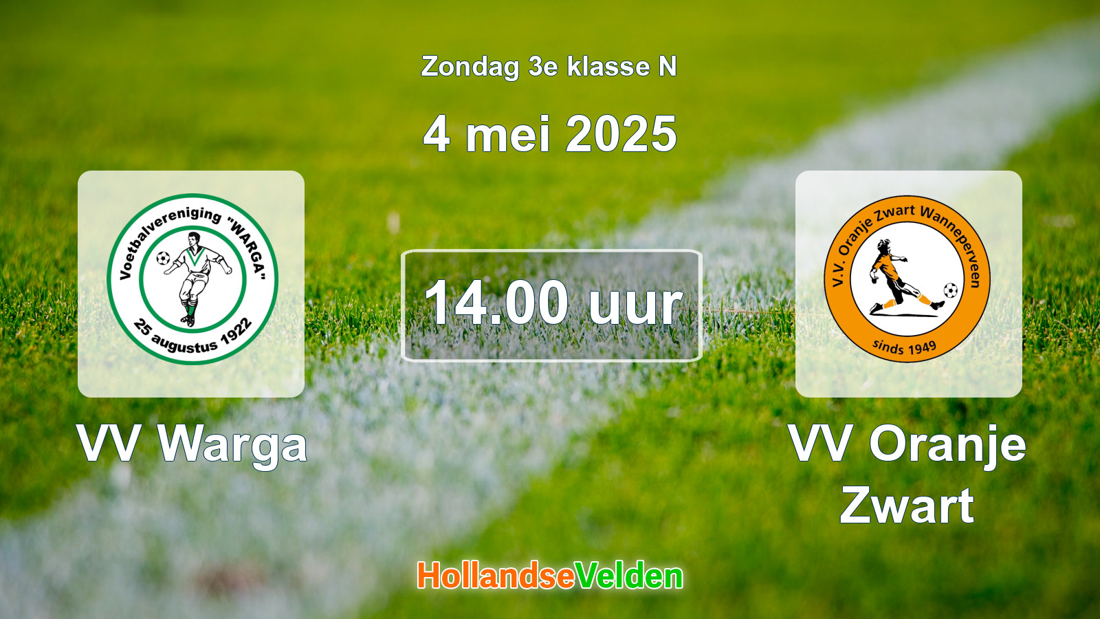Geplande wedstrijd: VV Warga - VV Oranje Zwart (4 mei 2025)