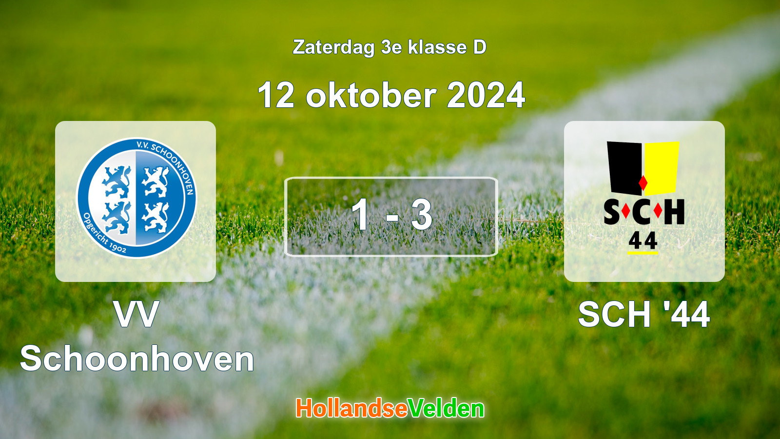 Gespeelde wedstrijd: VV Schoonhoven - SCH '44 1 - 3 (12 oktober 2024)
