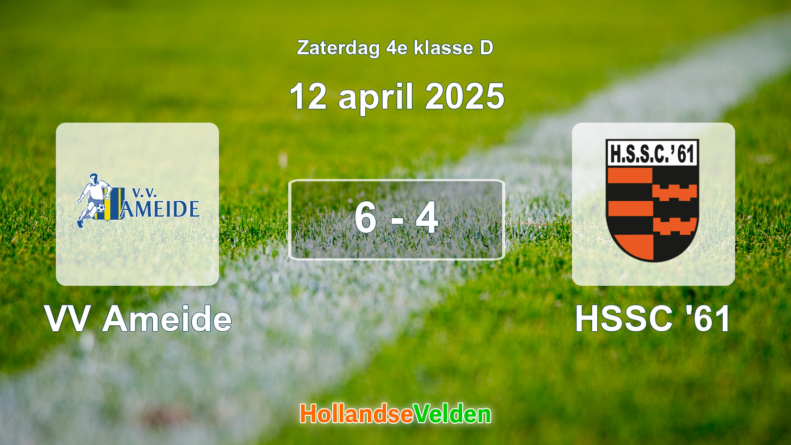 Gespeelde wedstrijd: VV Ameide - HSSC '61 6 - 4 (12 april 2025)