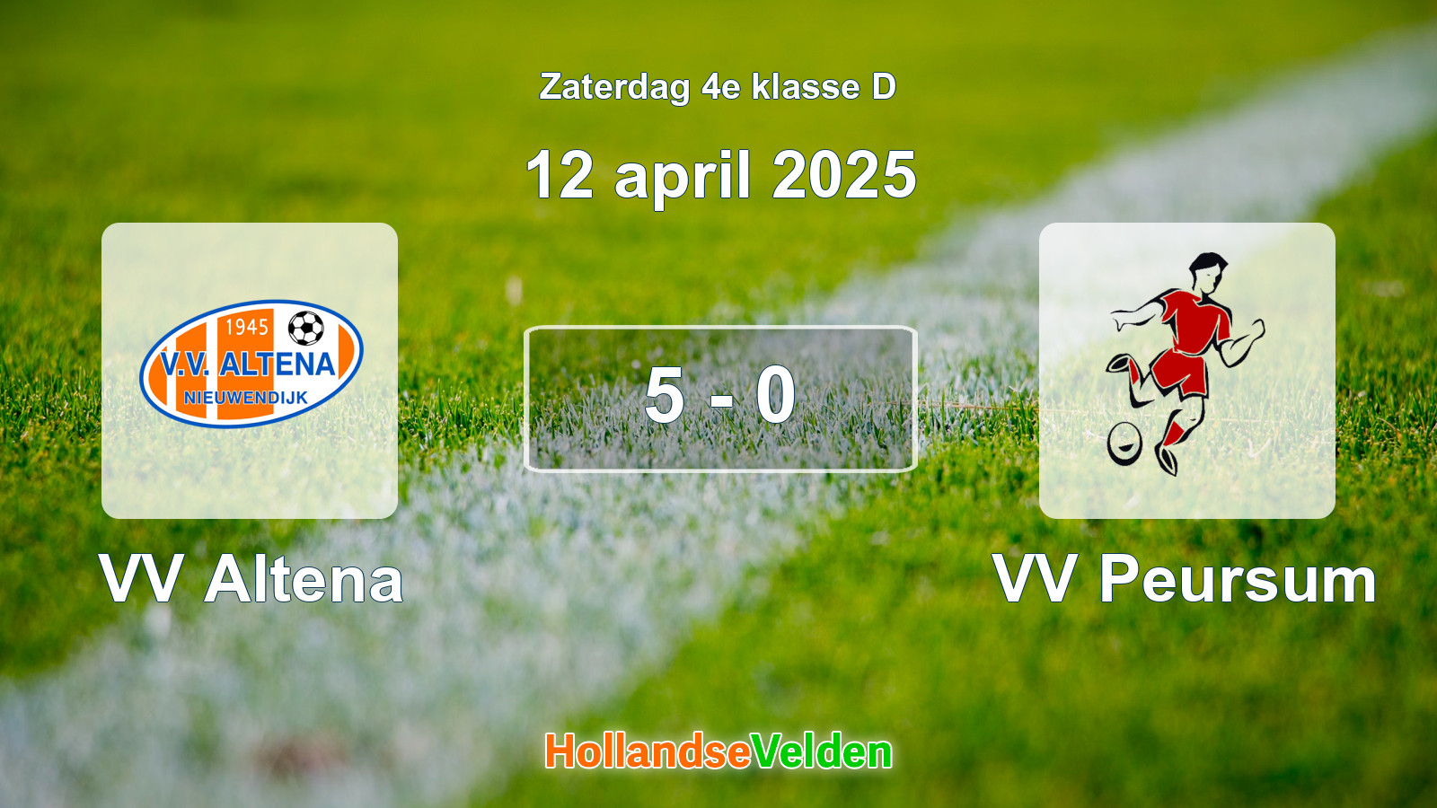 Gespeelde wedstrijd: VV Altena - VV Peursum 5 - 0 (12 april 2025)