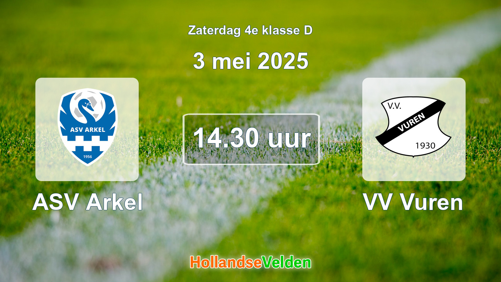 Geplande wedstrijd: ASV Arkel - VV Vuren (3 mei 2025)