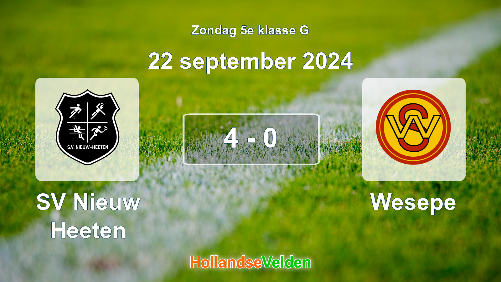 Gespeelde wedstrijd: SV Nieuw Heeten - Wesepe 4 - 0 (22 september 2024)
