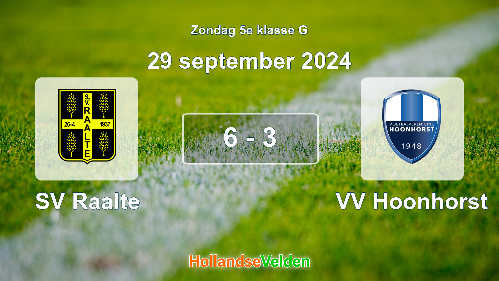 Gespeelde wedstrijd: SV Raalte - VV Hoonhorst 6 - 3 (29 september 2024)