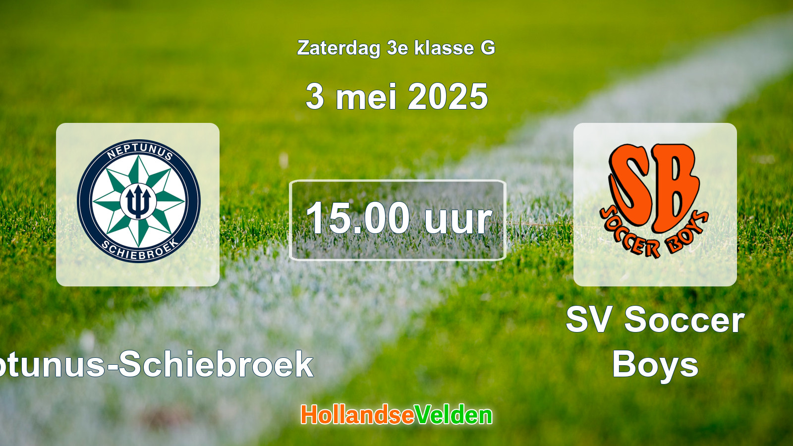 Geplande wedstrijd: Neptunus-Schiebroek - SV Soccer Boys (3 mei 2025)
