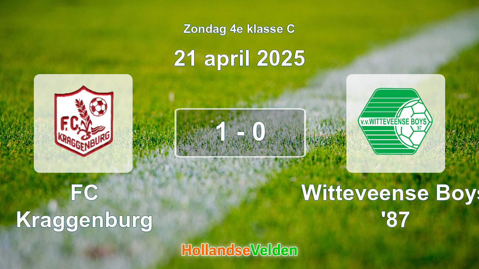 Gespeelde wedstrijd: FC Kraggenburg - Witteveense Boys '87 1 - 0 (21 april 2025)