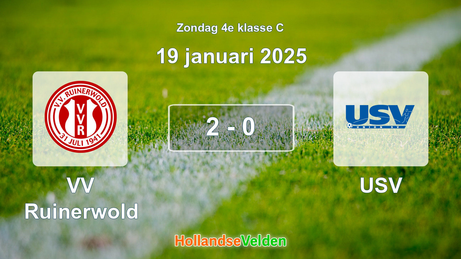Gespeelde wedstrijd: VV Ruinerwold - USV 2 - 0 (19 januari 2025)