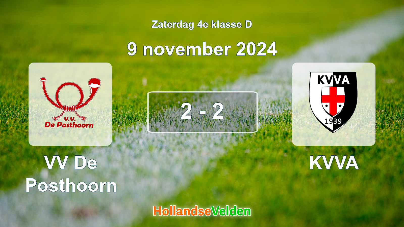 Gespeelde wedstrijd: VV De Posthoorn - KVVA 2 - 2 (9 november 2024)