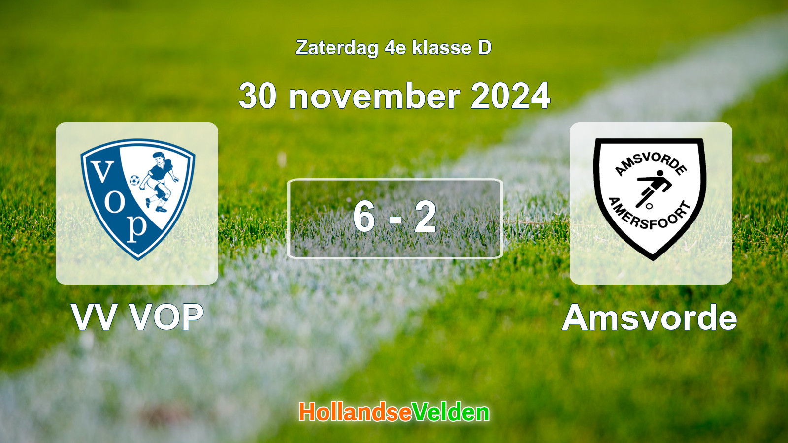Gespeelde wedstrijd: VV VOP - Amsvorde 6 - 2 (30 november 2024)