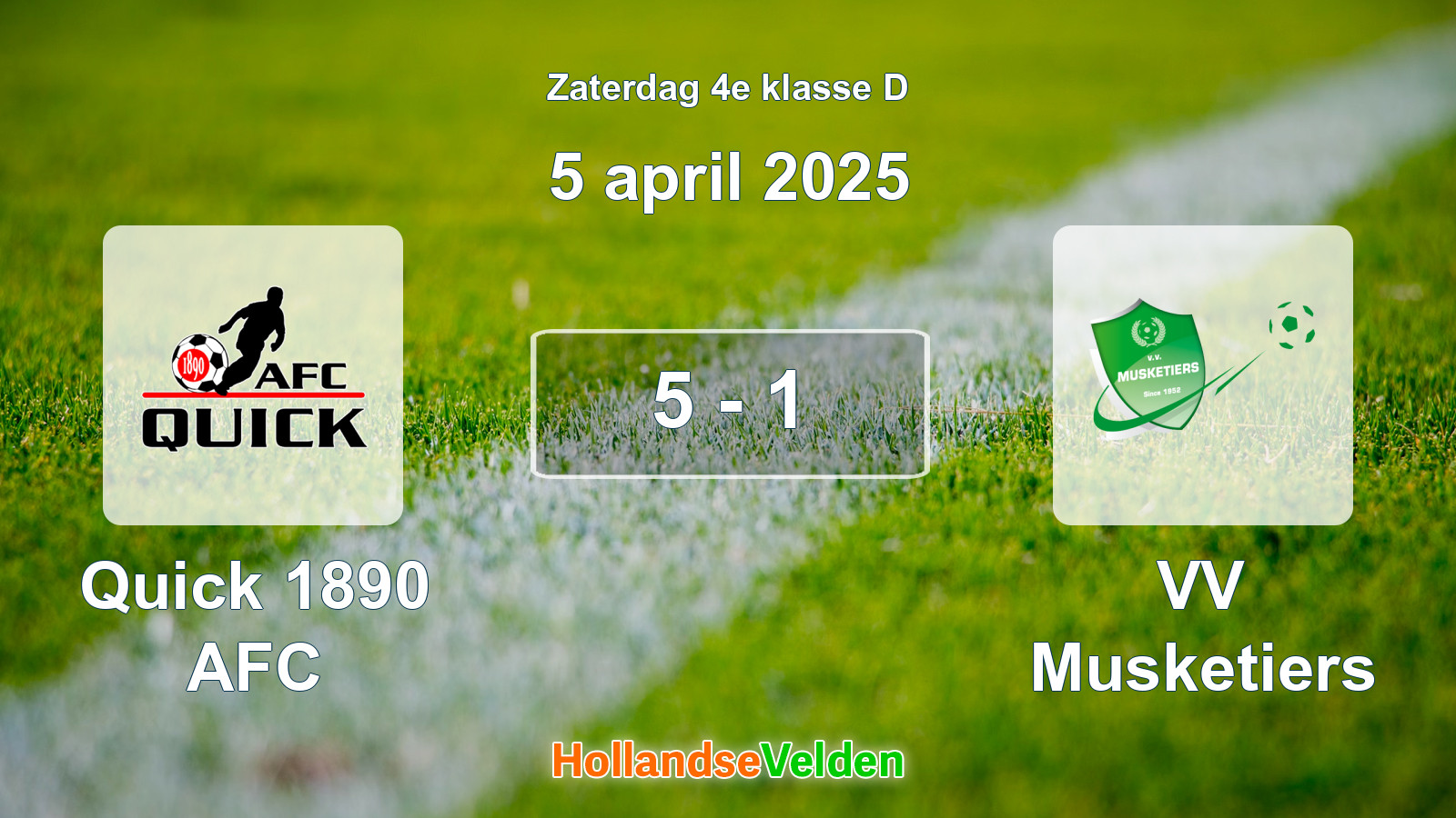 Gespeelde wedstrijd: Quick 1890 AFC - VV Musketiers 5 - 1 (5 april 2025)