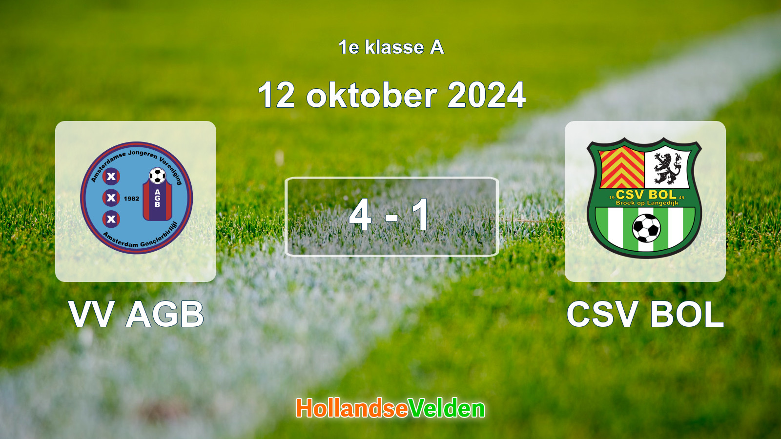 Gespeelde wedstrijd: VV AGB - CSV BOL 4 - 1 (12 oktober 2024)