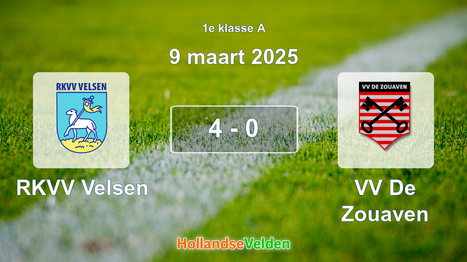 Gespeelde wedstrijd: RKVV Velsen - VV De Zouaven 4 - 0 (9 maart 2025)